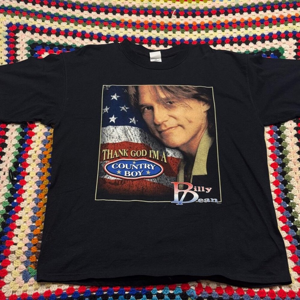 Vintage Billy Dean Country Music Tee – 2004 USA Flag Graphic – XL